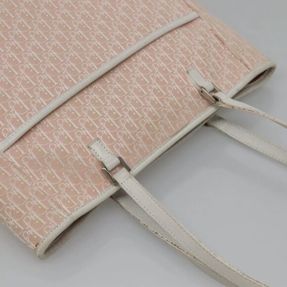 Christian Dior Trotter Canvas Tote Bag Pink Silver Auth - Picture 7 of 16
